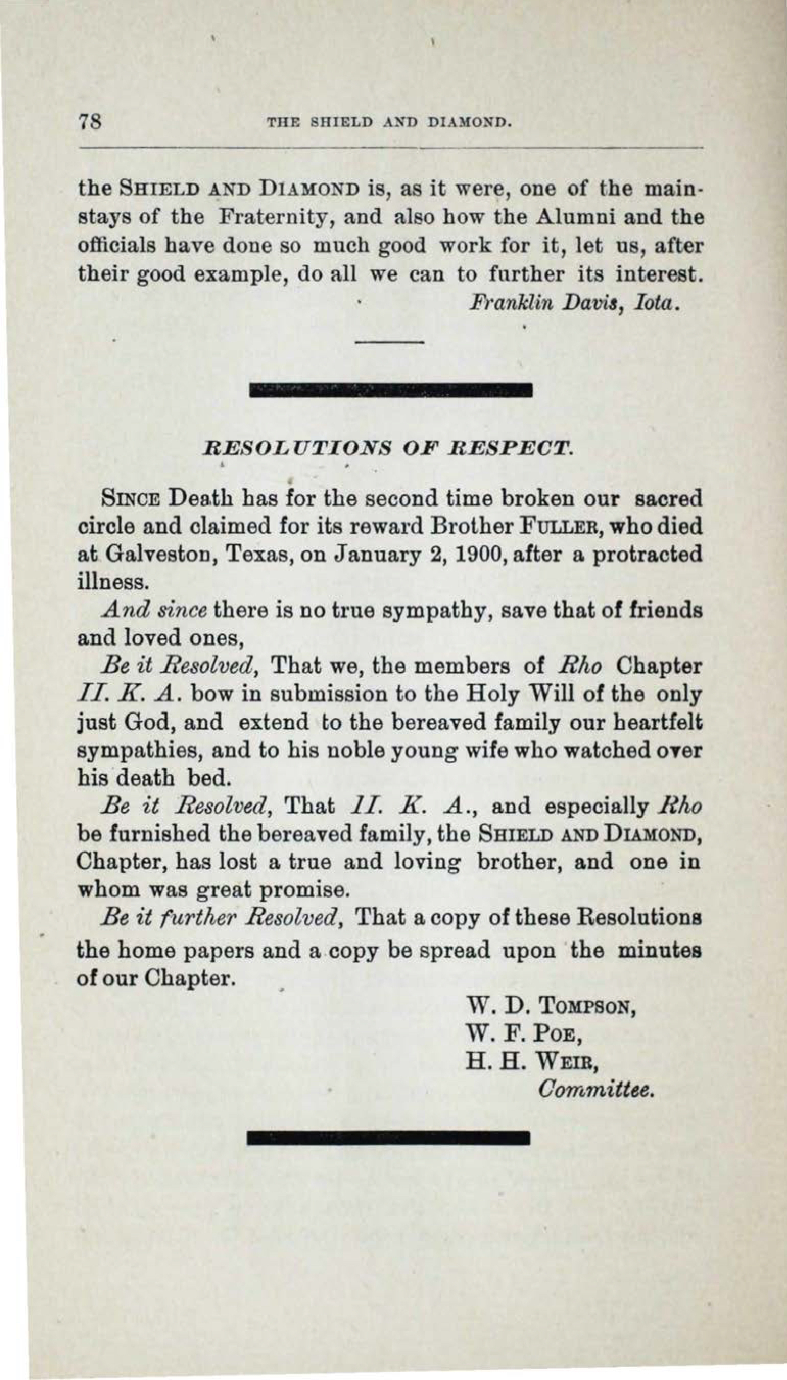 Resolutions Of Respect, February 1900